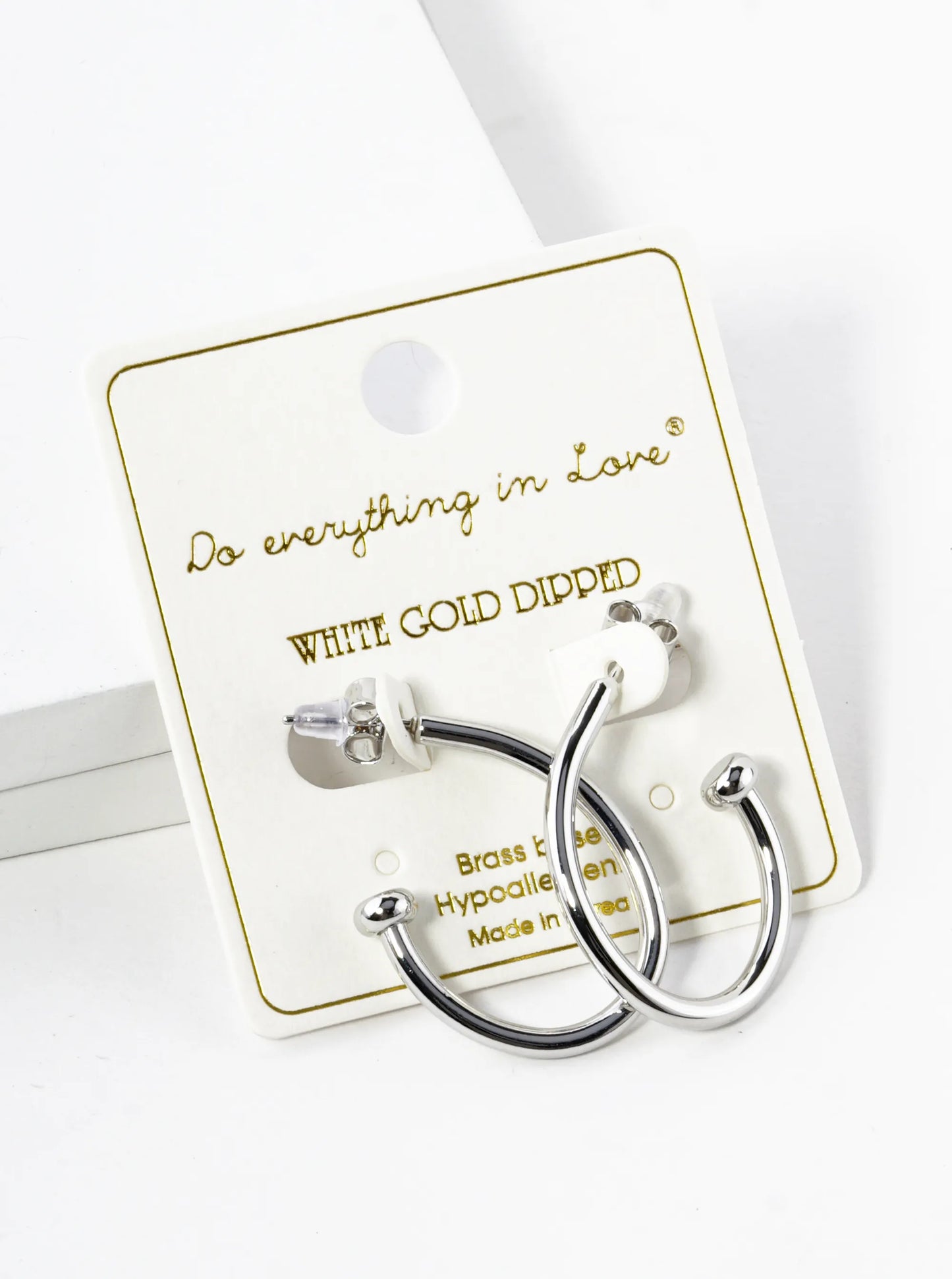 White Gold Dipped 30mm Teardrop Shape Nail Hoop Earrings