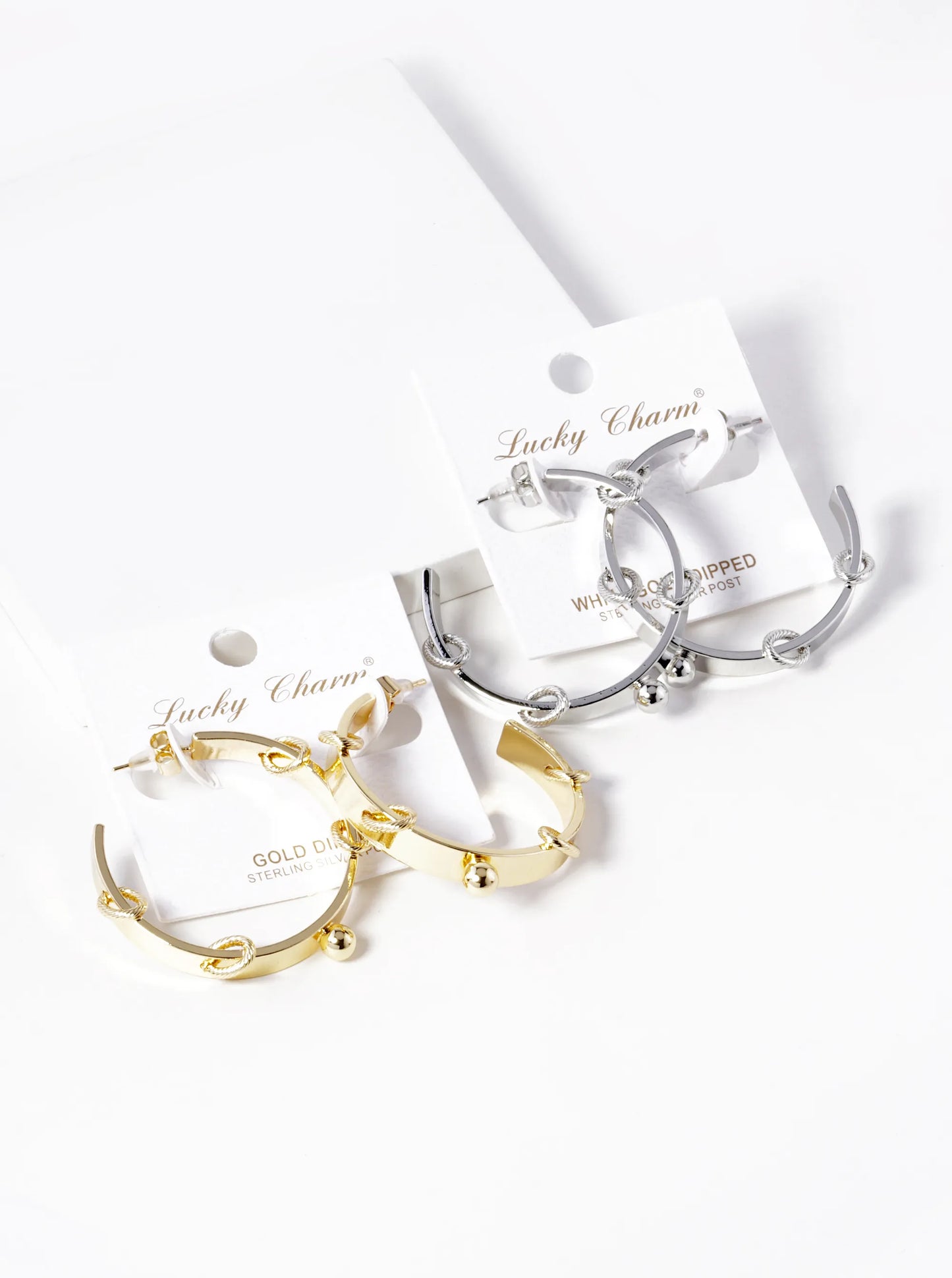 White Gold Dipped 38mm Unique Hoop Earrings