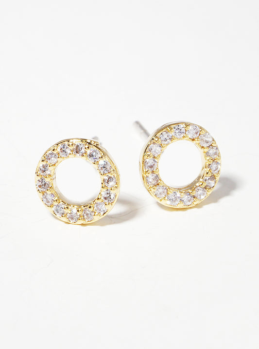White Gold Dipped 6mm Round CZ Sterling Silver Post Stud Earrings