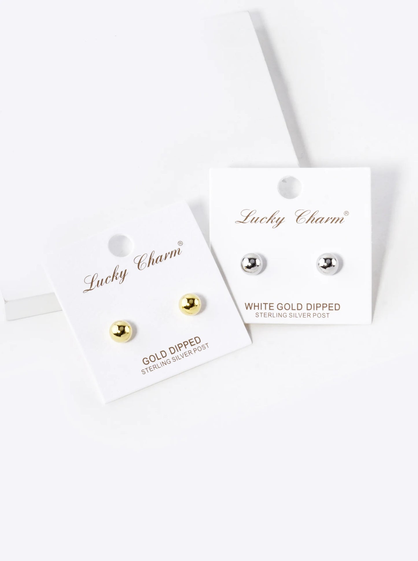 White Gold Dipped 7mm Ball Stud Earrings