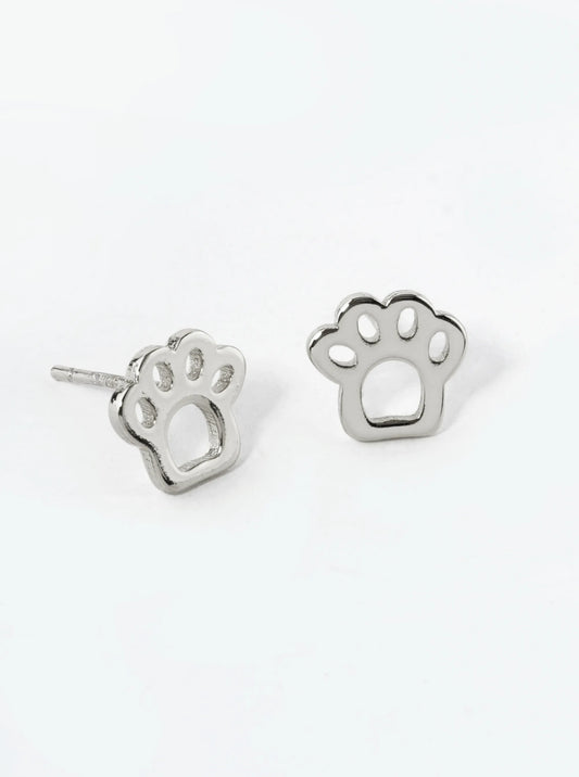 White Gold Dipped 7mm Flat Paw Stud Earrings