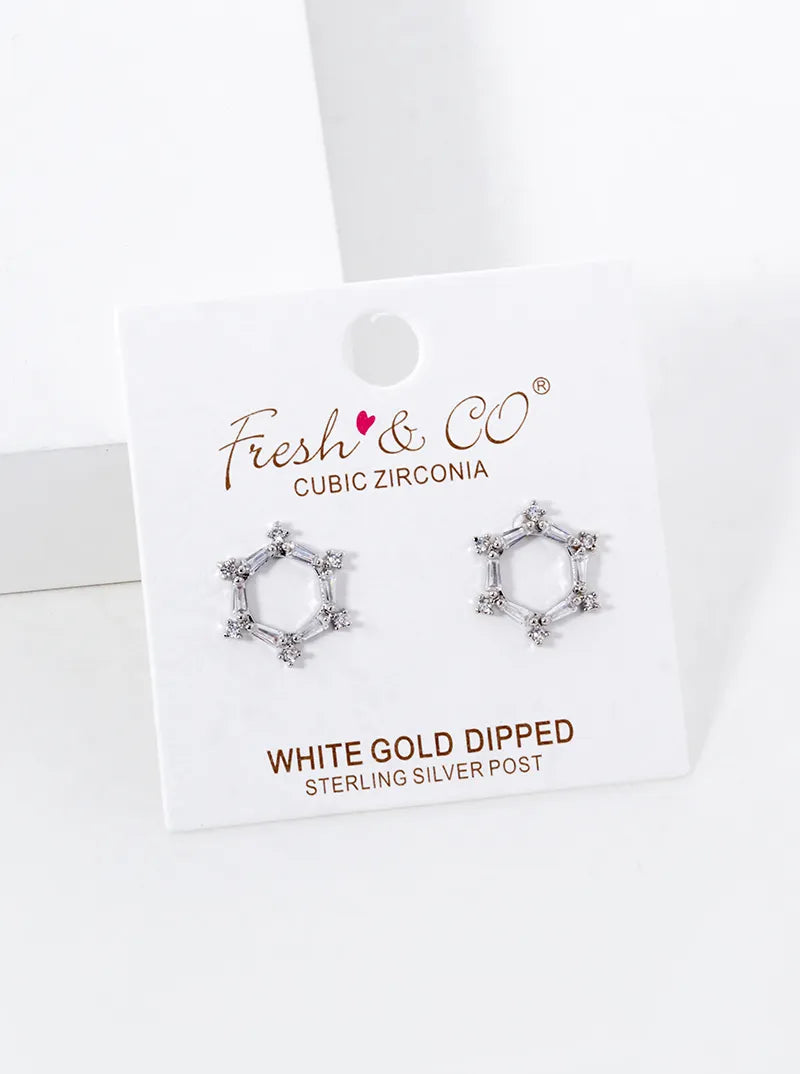 18k Gold Dipped CZ Pave Wreath Stud Earrings