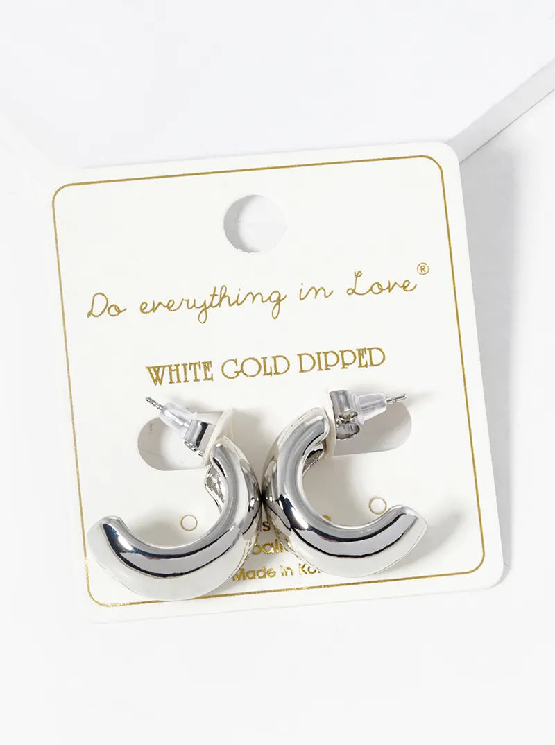 White Gold Dipped Bold 20mm Open Hoop Earrings