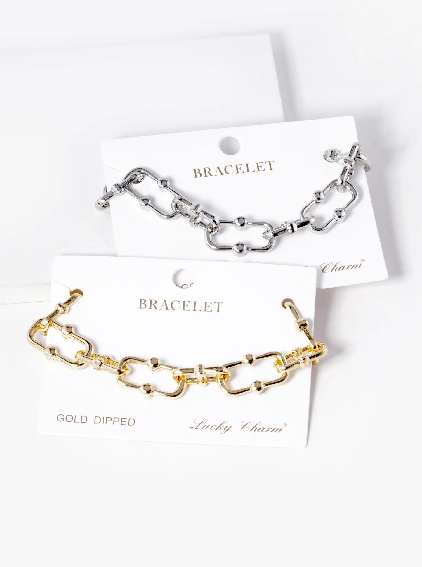 White Gold Dipped Brass Link Chain Bracelet
