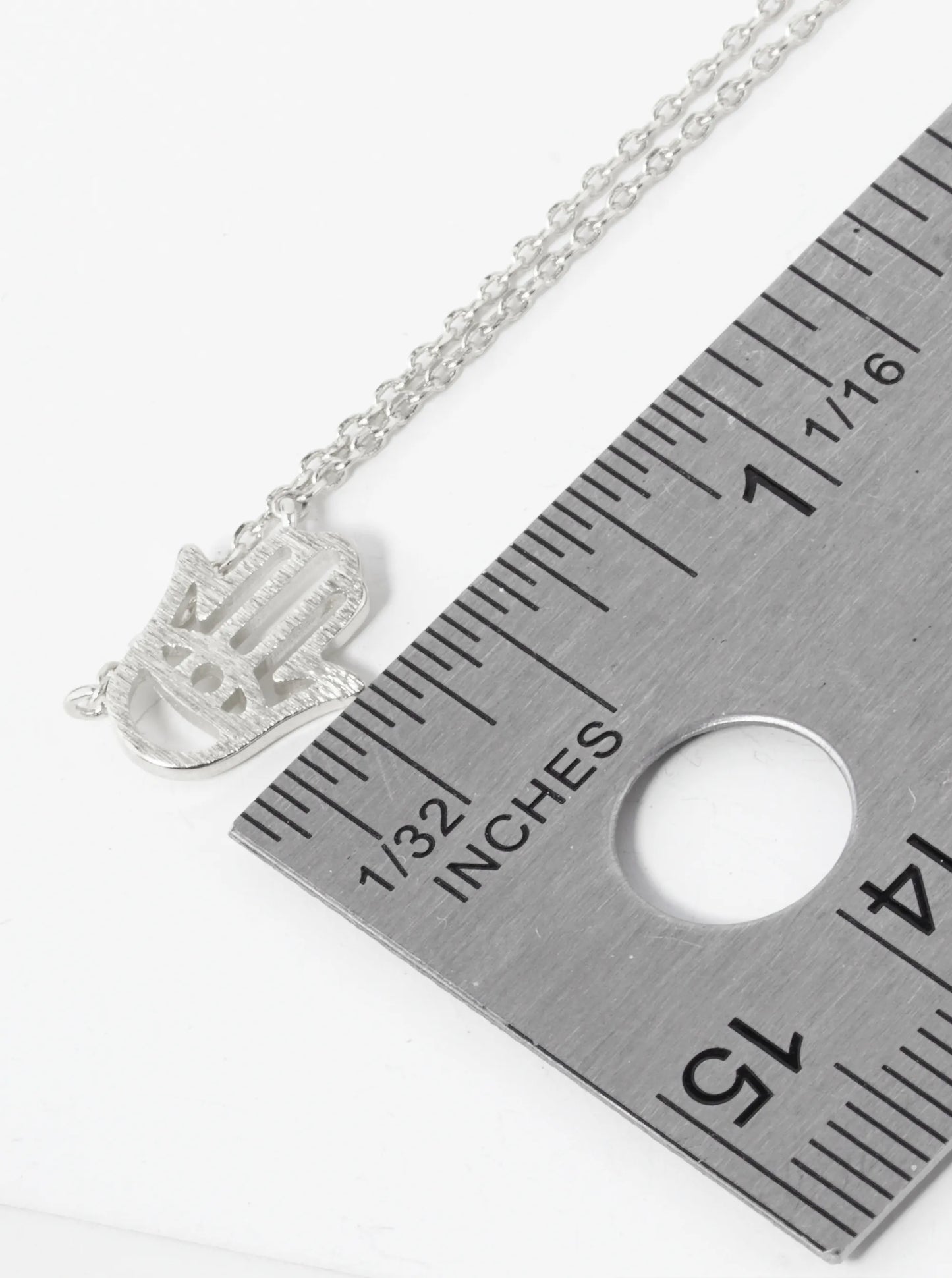 White Gold Dipped Brushed Brass Hamsa Pendant Necklace