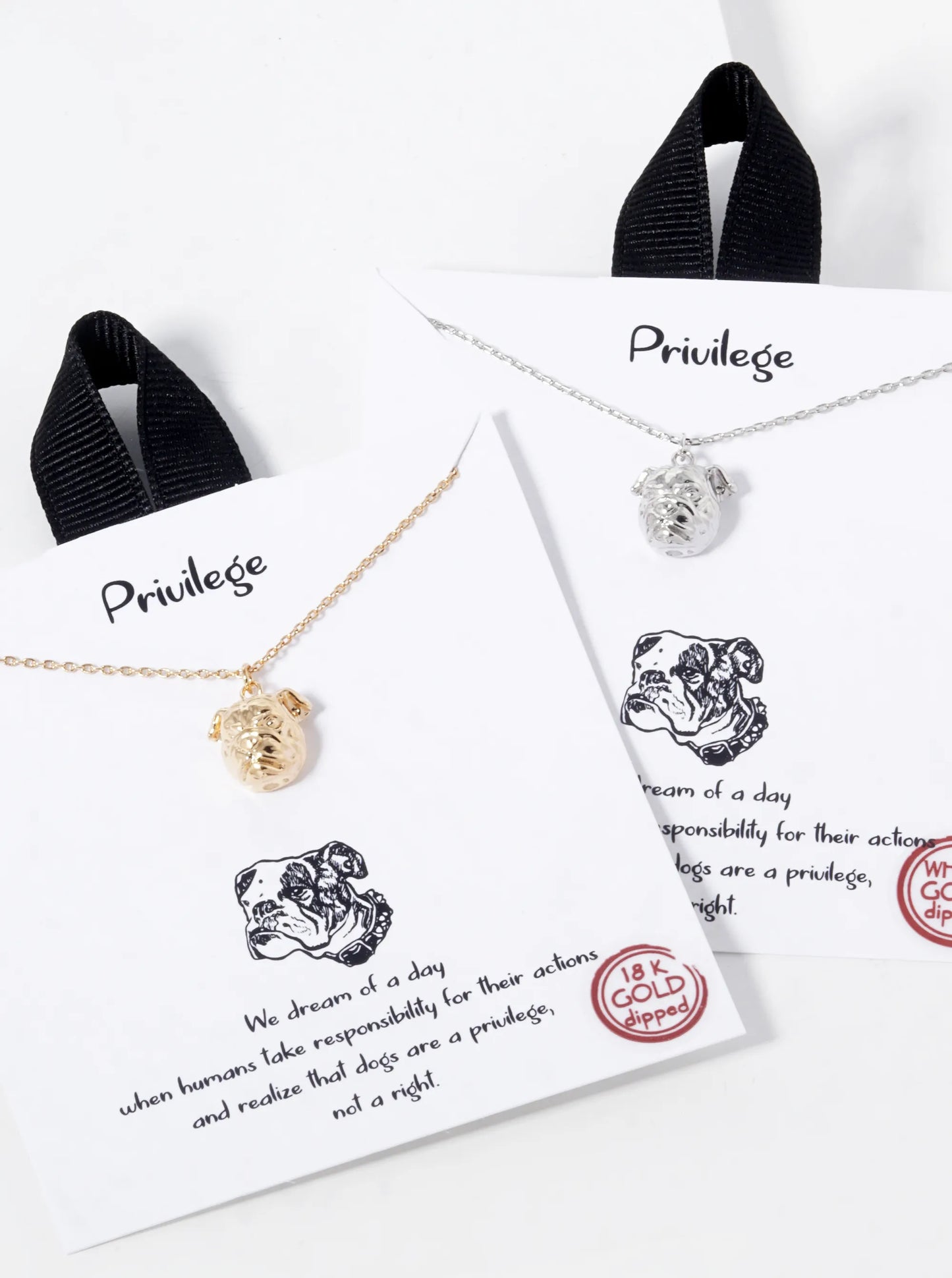 White Gold Dipped Bulldog Face Pendant Necklace