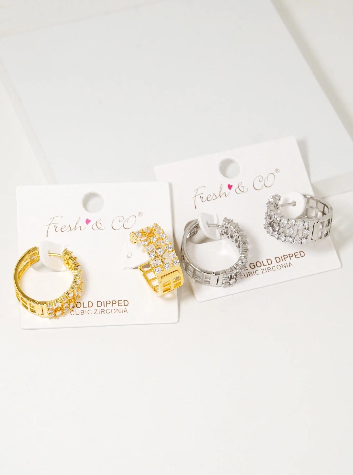White Gold Dipped CZ Pave 20mm Hoop Earrings