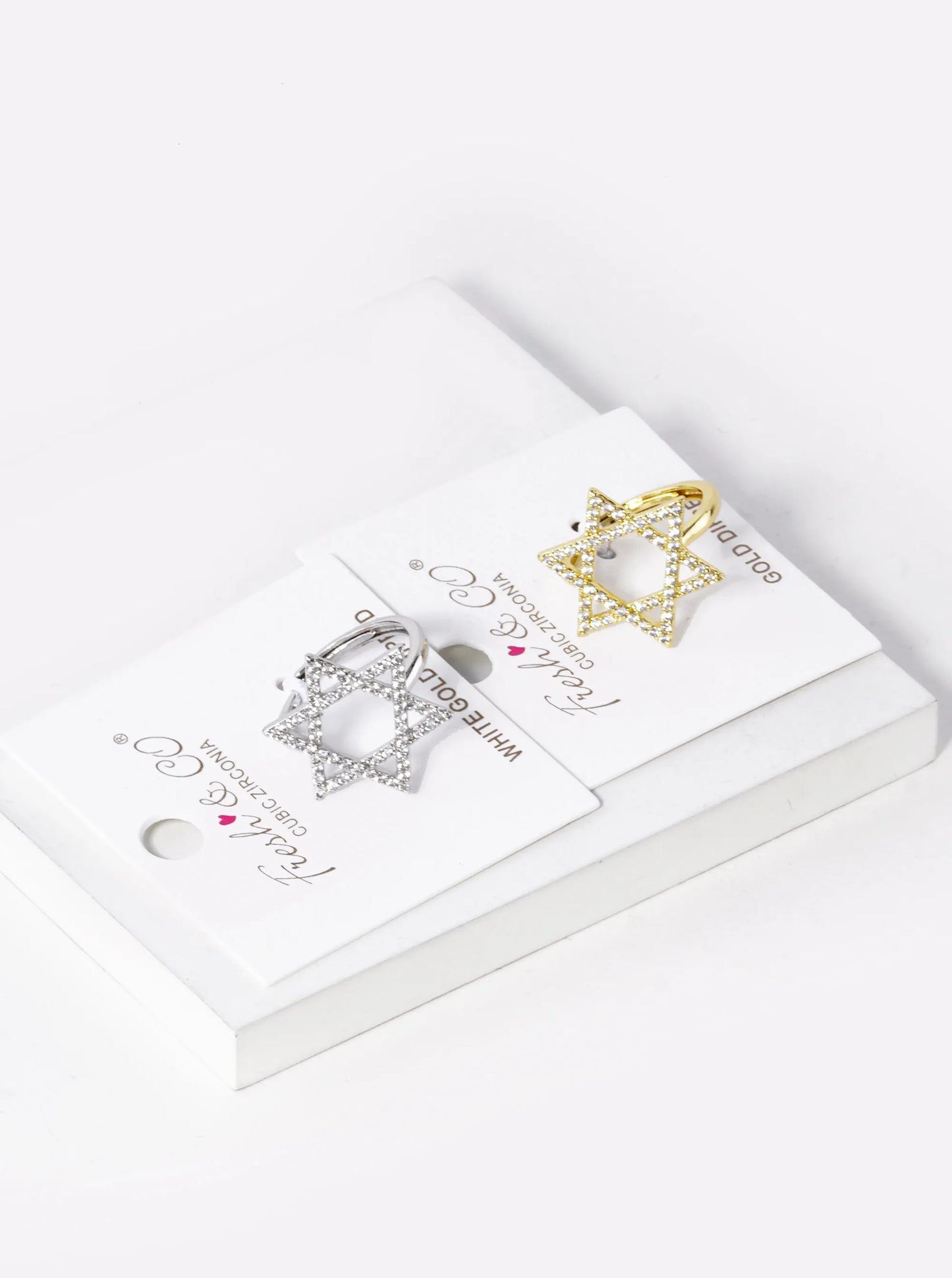 White Gold Dipped CZ Pave 22mm Star Of David Adjustable Ring