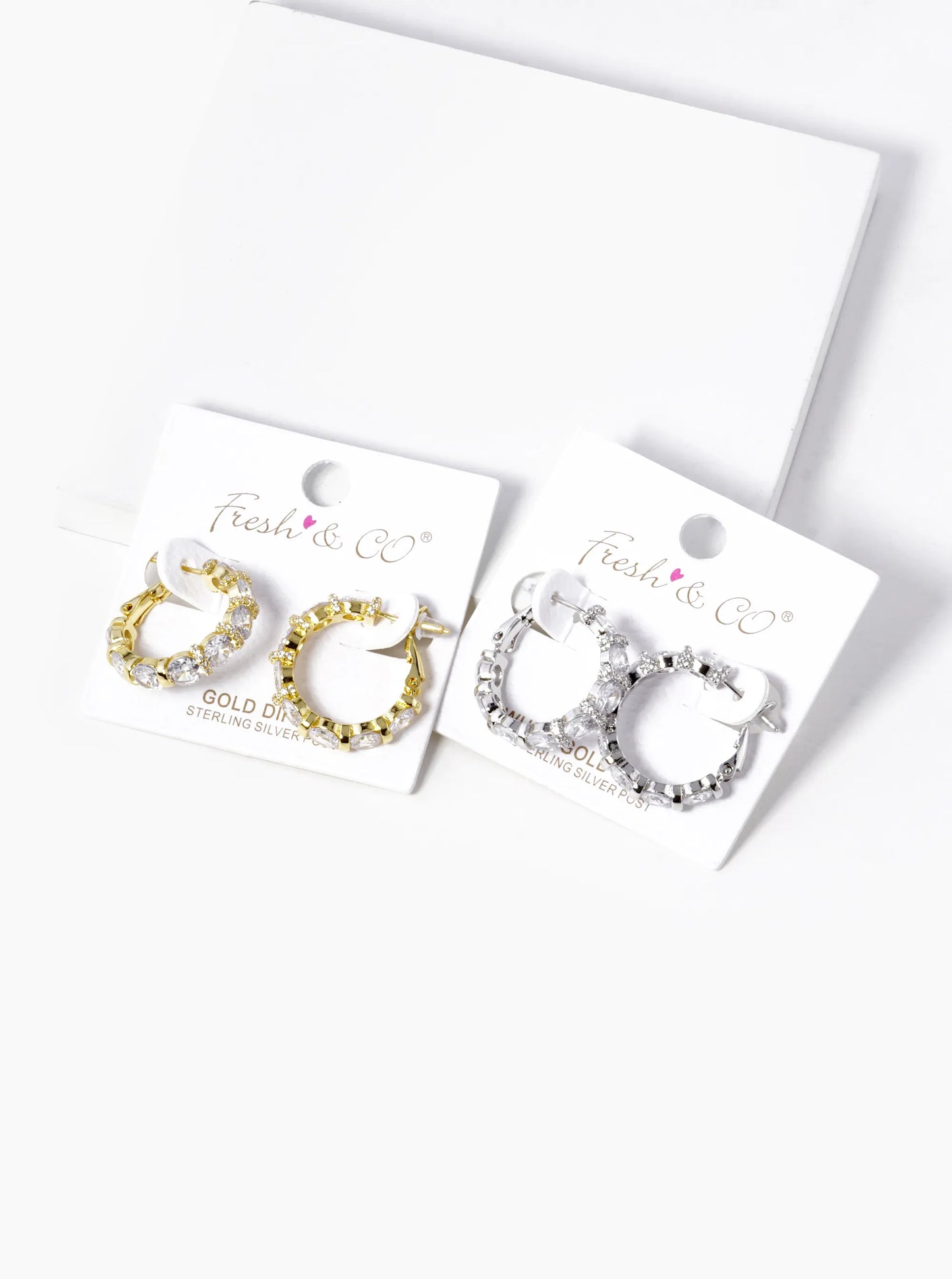 White Gold Dipped CZ Pave 23mm Latch Back Hoop Earrings