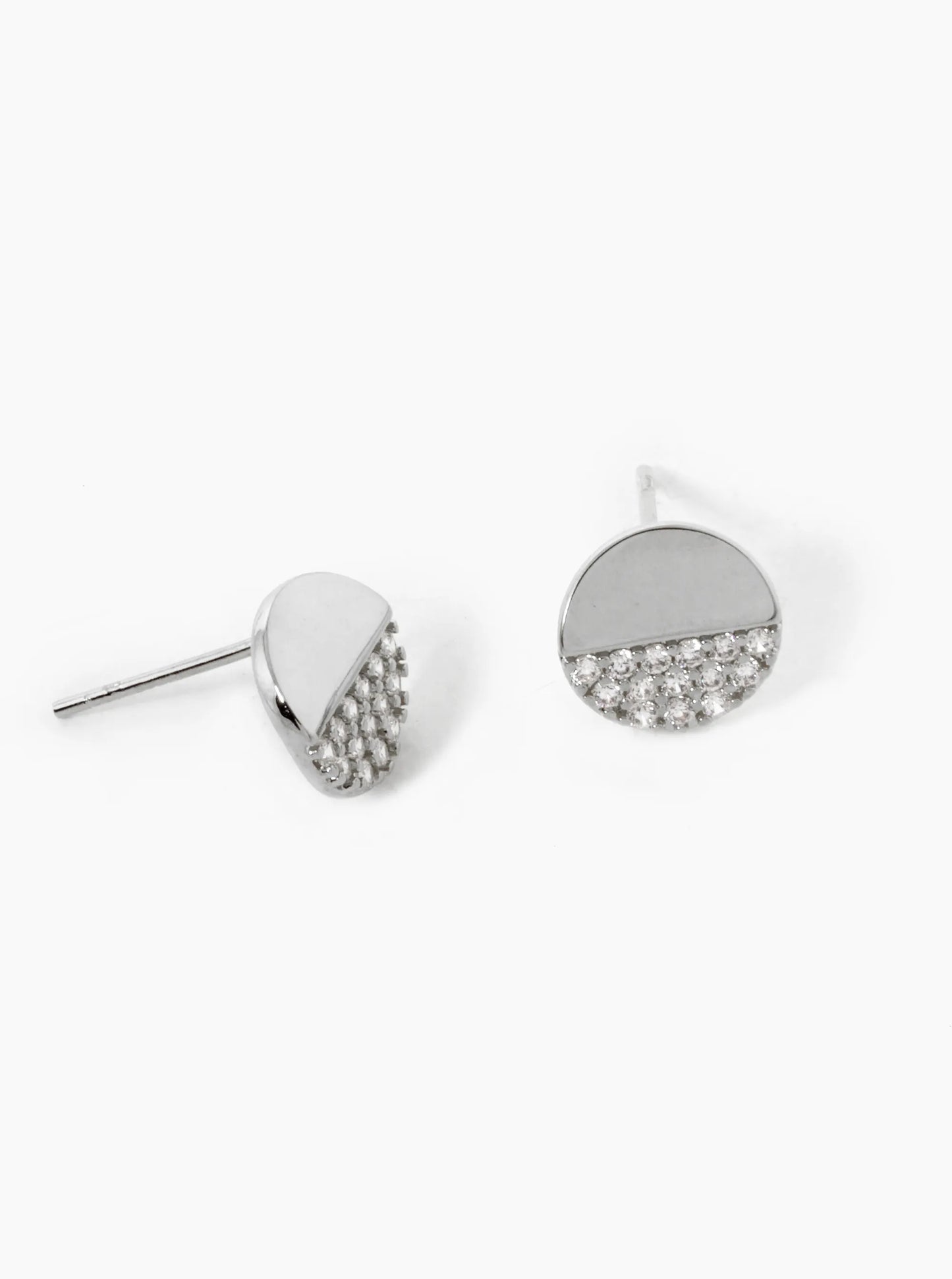 18k Gold Dipped CZ Pave 8mm Round Stud Earrings