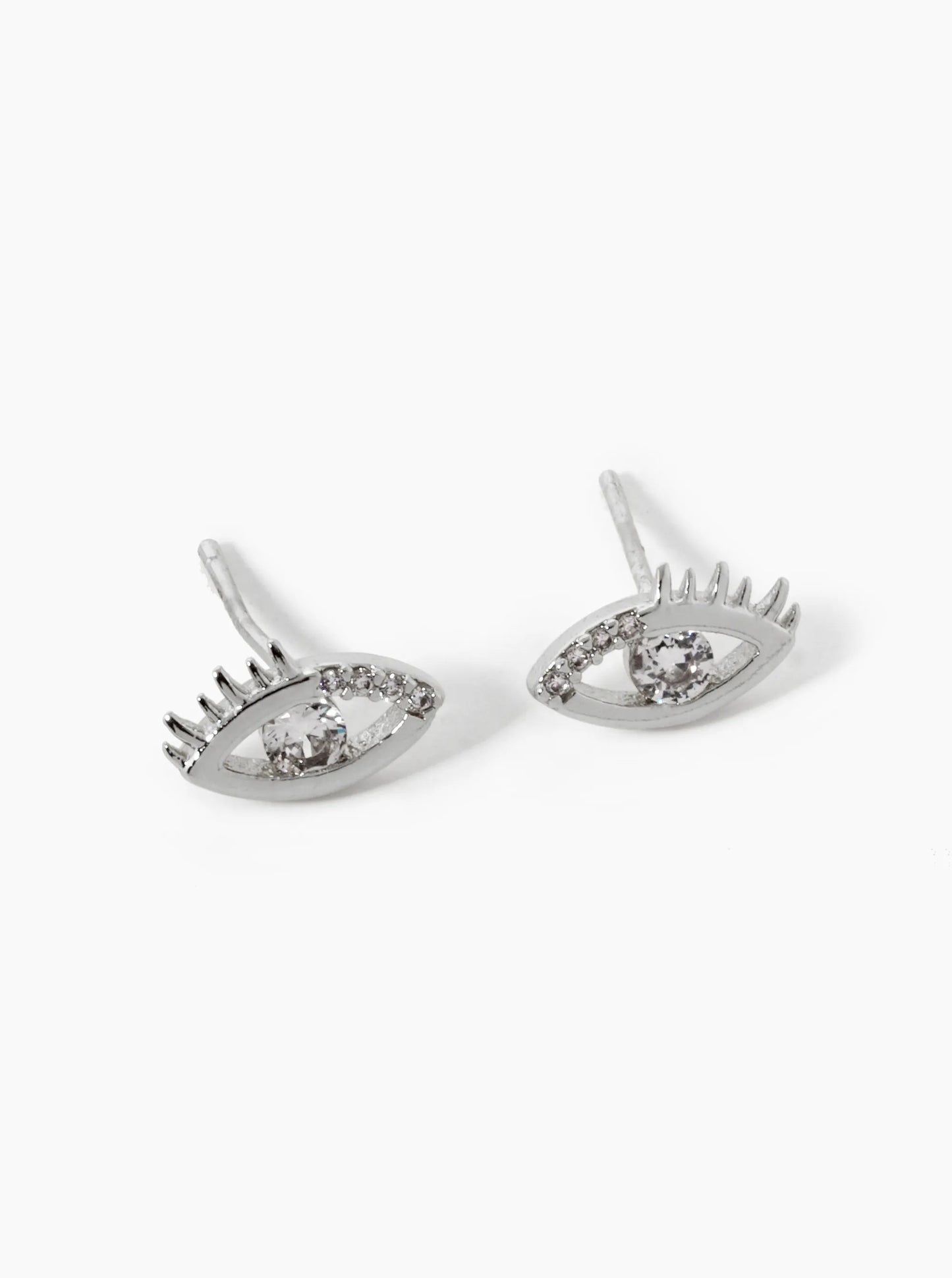 18k Gold Dipped CZ Pave Dainty Evil Eye Stud Earrings