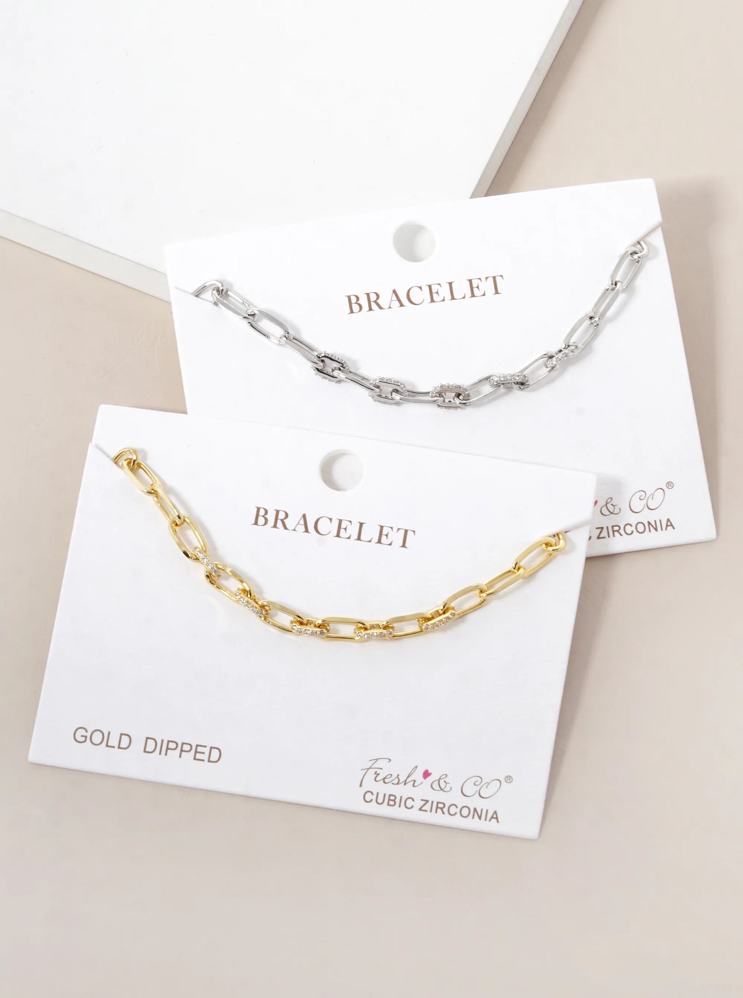 White Gold Dipped CZ Pave Delicate Link Chain Bracelet