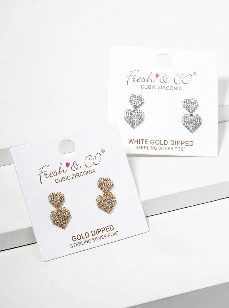 18k Gold Dipped Crescent Moon With Star Drop Dangle Post Earrings