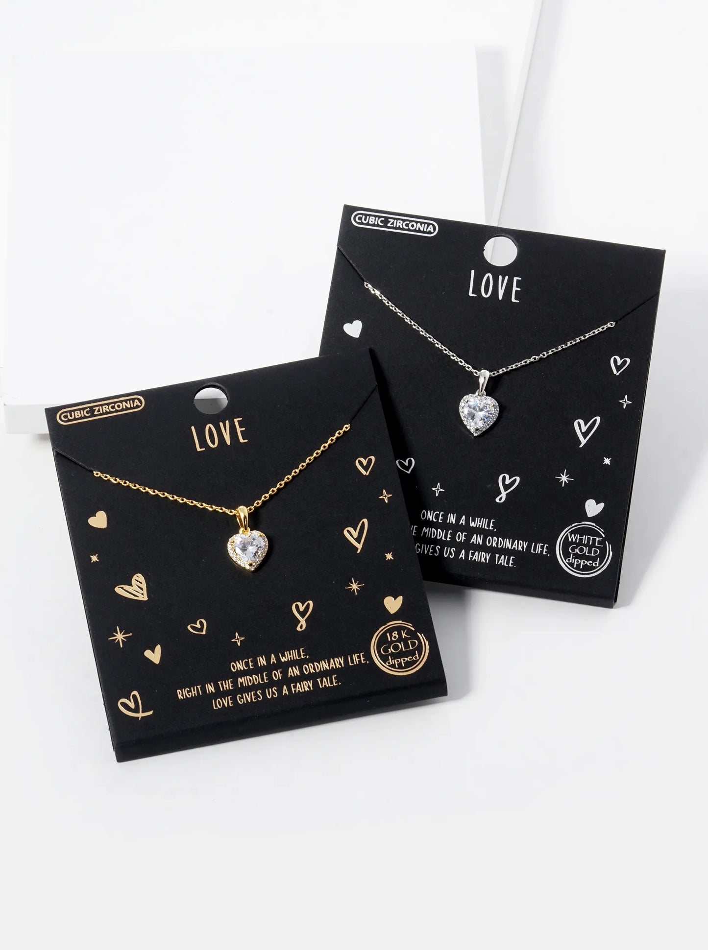 White Gold Dipped CZ Pave Heart Stone Pendant Necklace