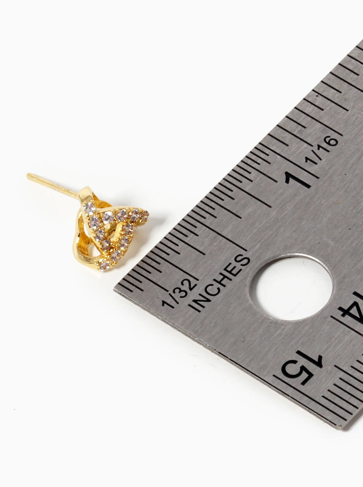 White Gold Dipped CZ Pave Impossible Triangle Stud Earrings
