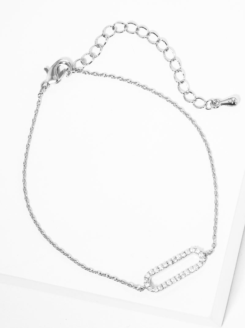 Rhodium Dipped Cubic Zirconia Curved Bracelet