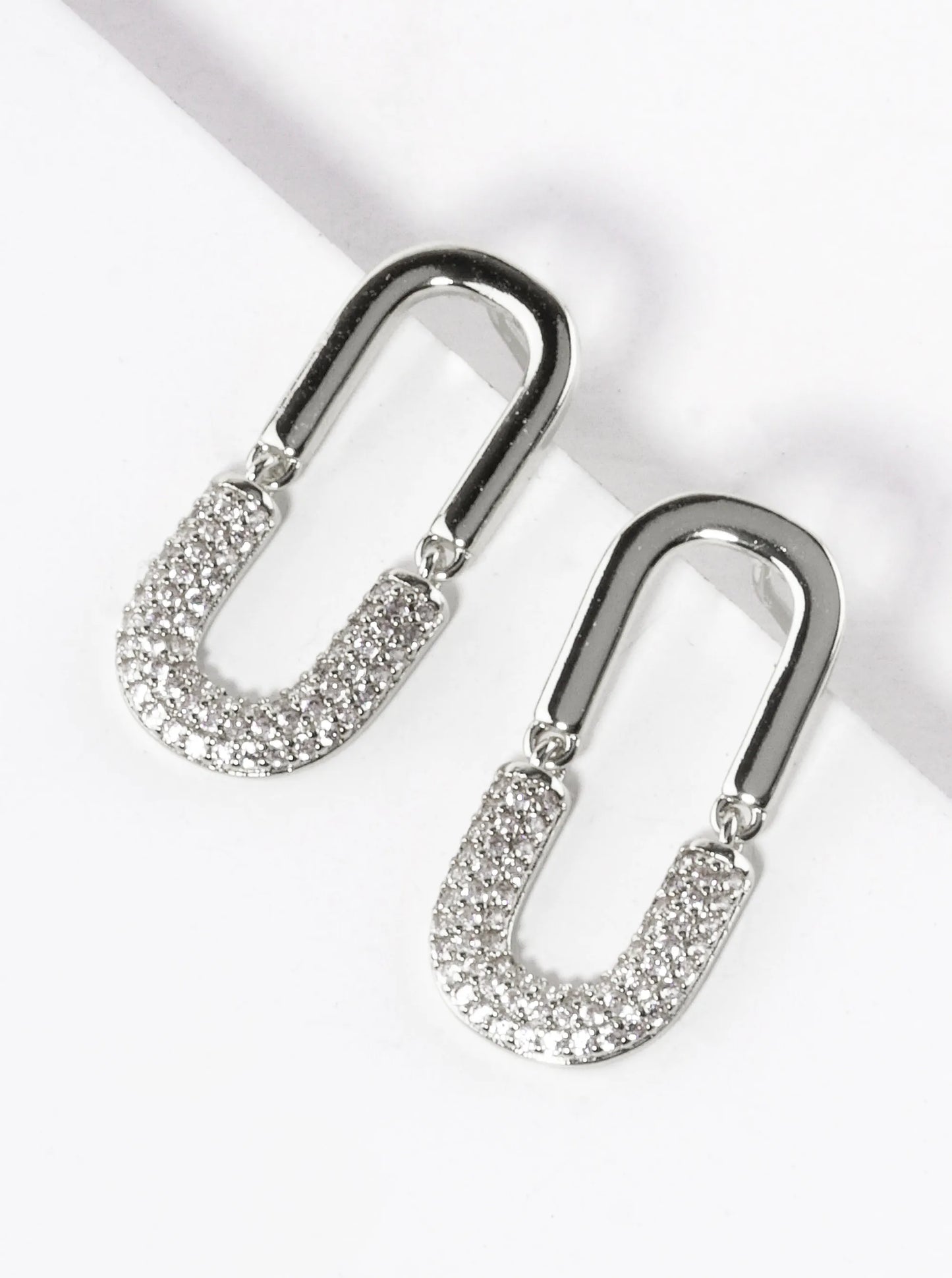 14K Gold Dipped CZ Pave Oval Post Earrings