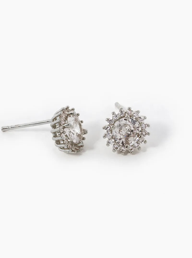 18k Gold Dipped CZ Pave Stud Earrings