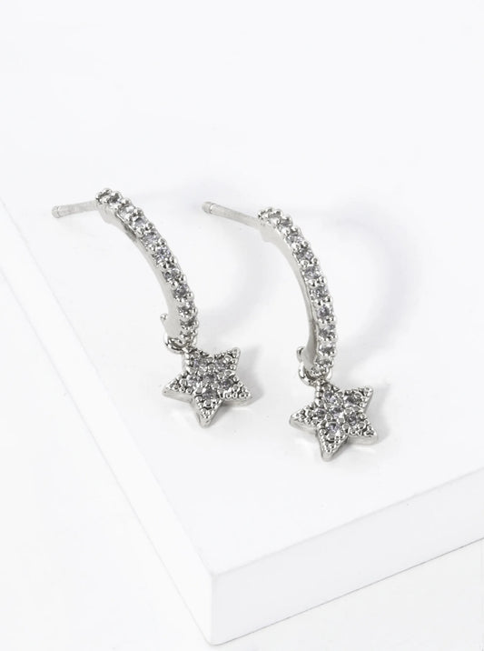 18K Gold Dipped CZ 12mm Quatrefoil Drop 925 Sterling Sliver Post Earrings