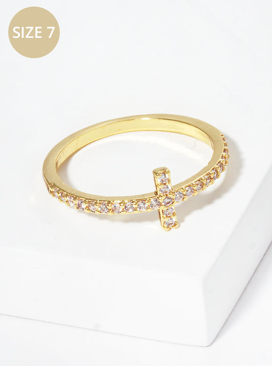 White Gold Dipped Cubic Zirconia Cross Rings