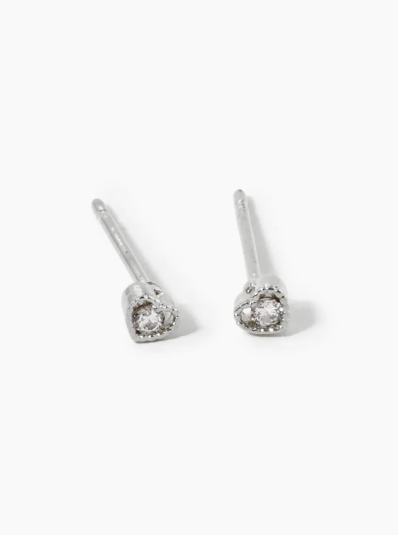 18k Gold Dipped Dainty CZ Heart Post Stud Earrings