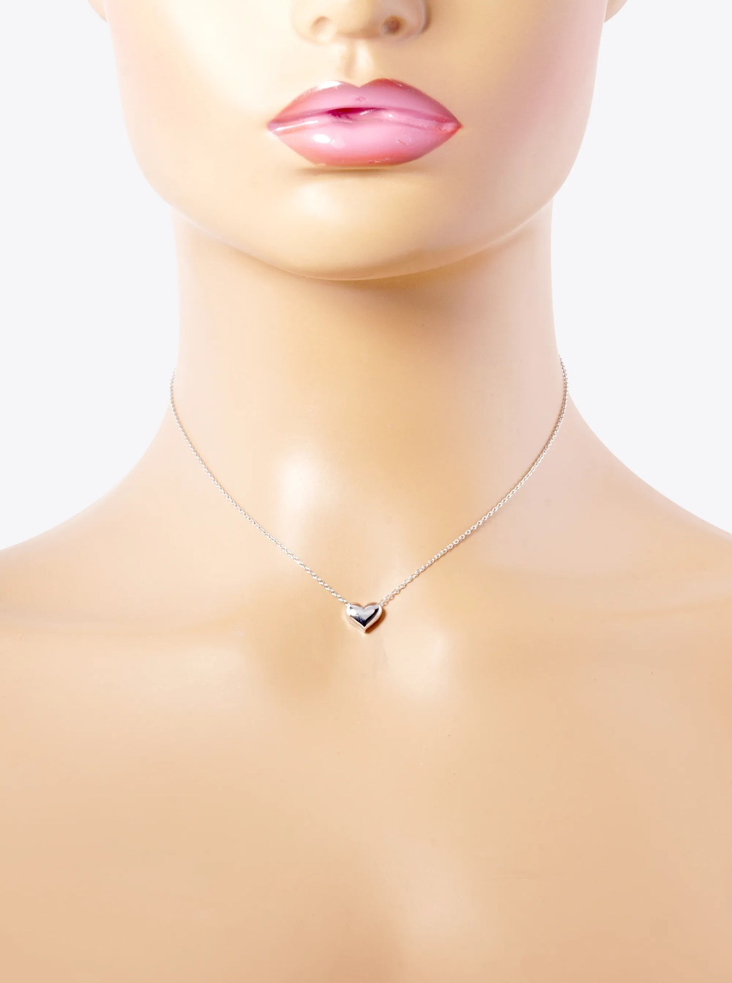 White Gold Dipped Dainty Heart Pendant Necklace