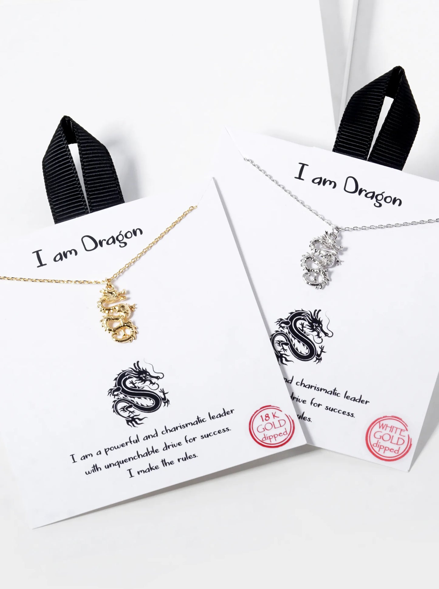White Gold Dipped Dragon Pendant Necklace