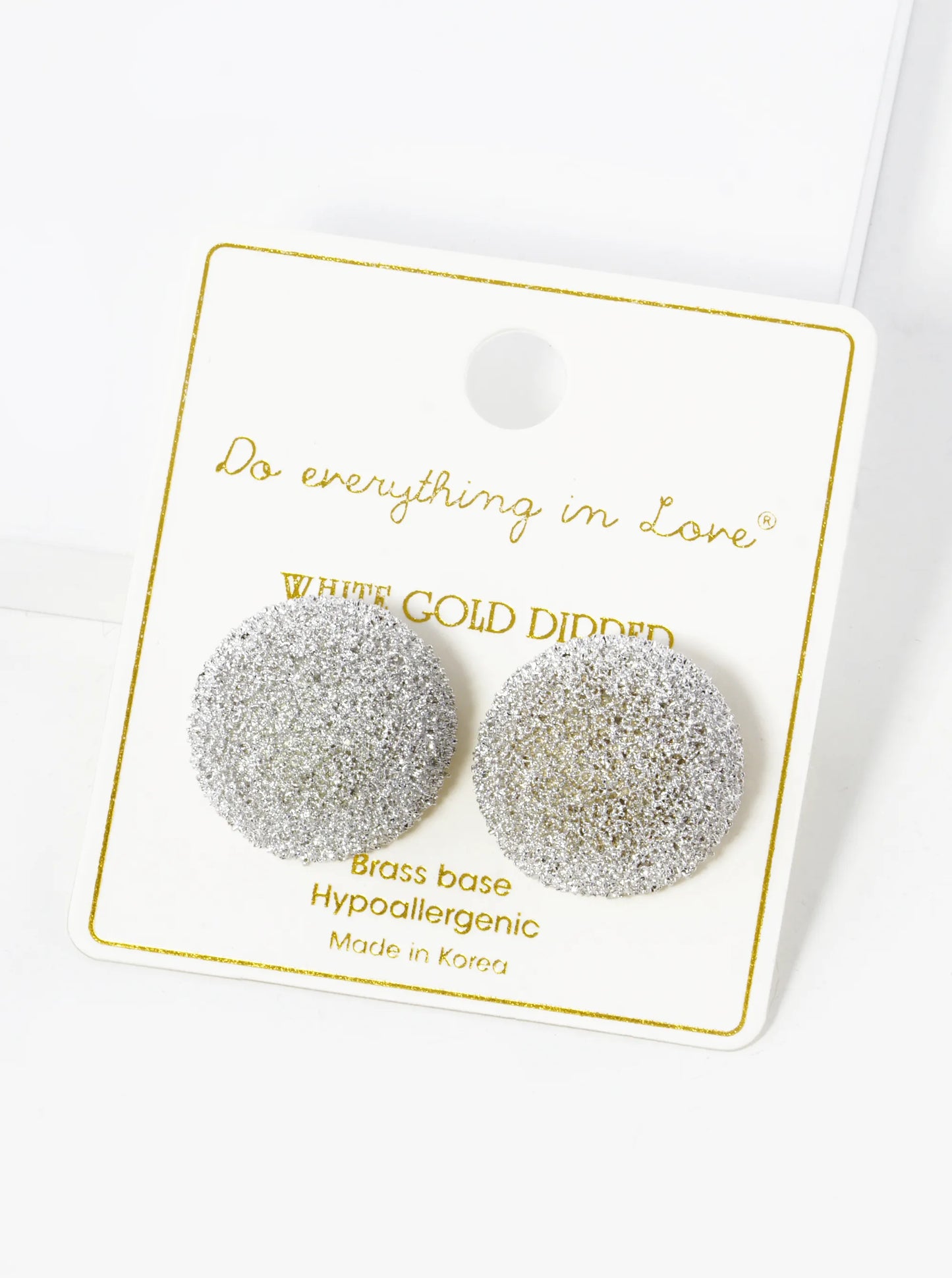 White Gold Dipped Frosted 20mm Hemisphere Stud Earrings