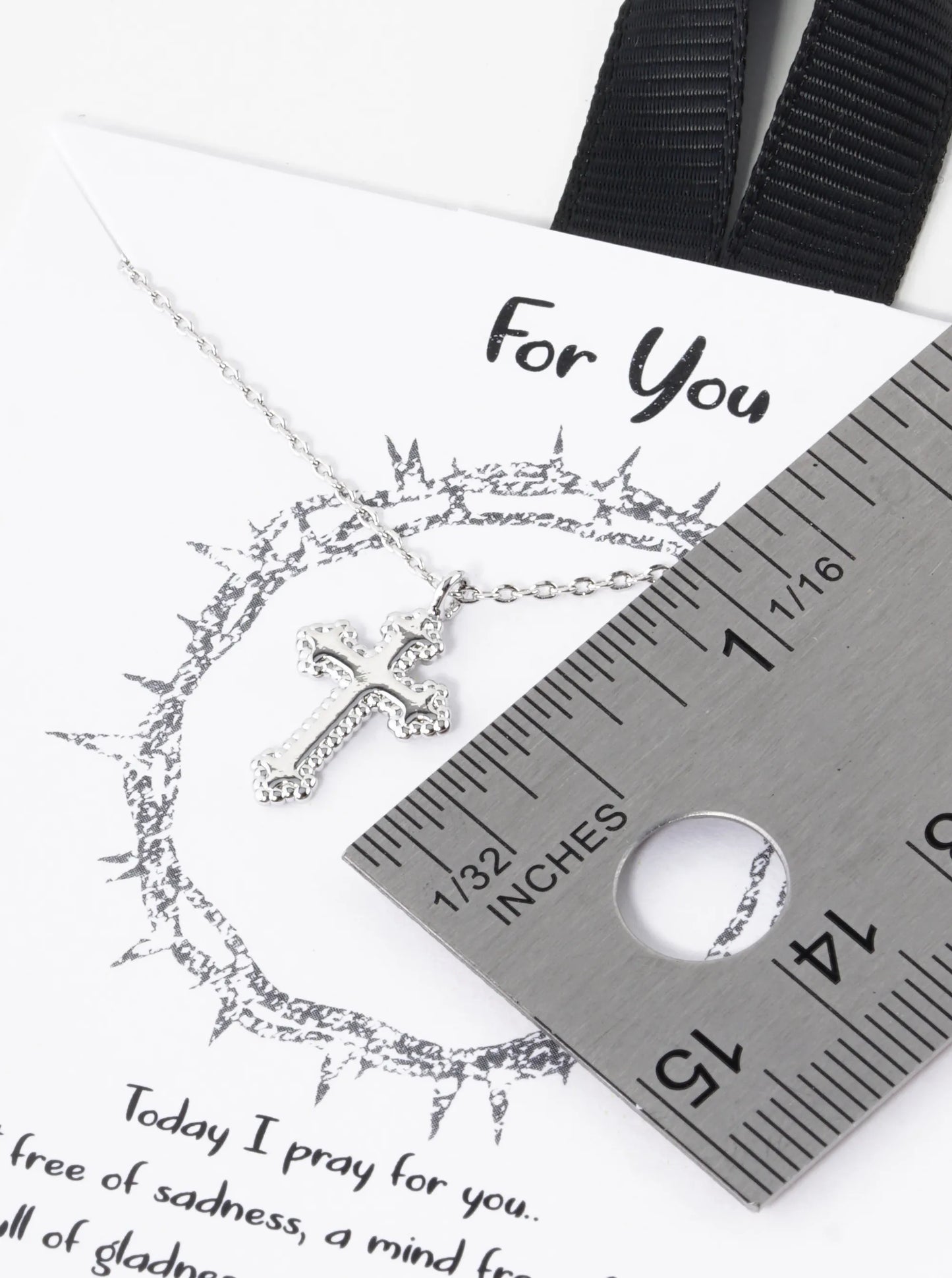 White Gold Dipped Gothic Cross Pendant Necklace