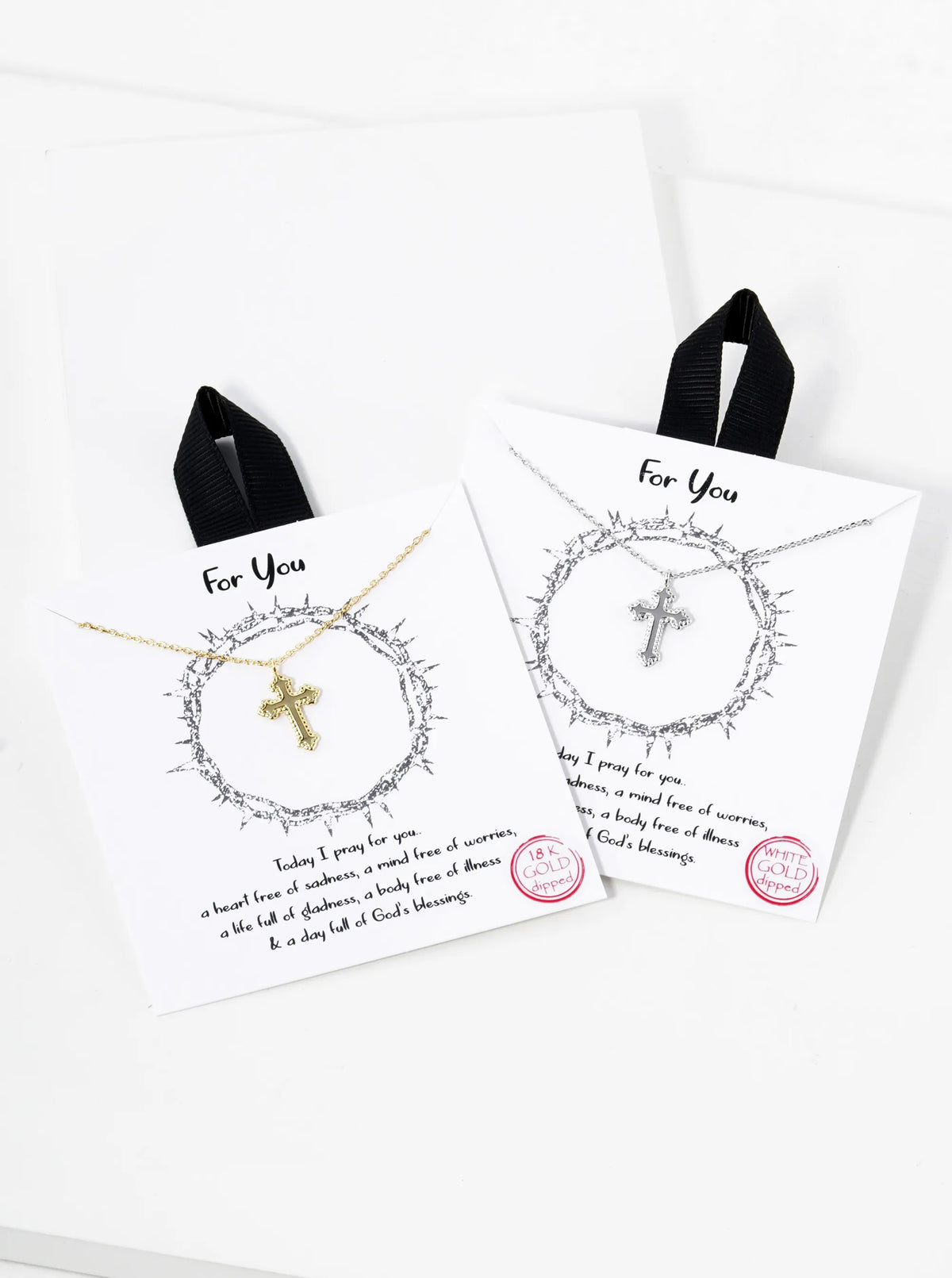 White Gold Dipped Gothic Cross Pendant Necklace