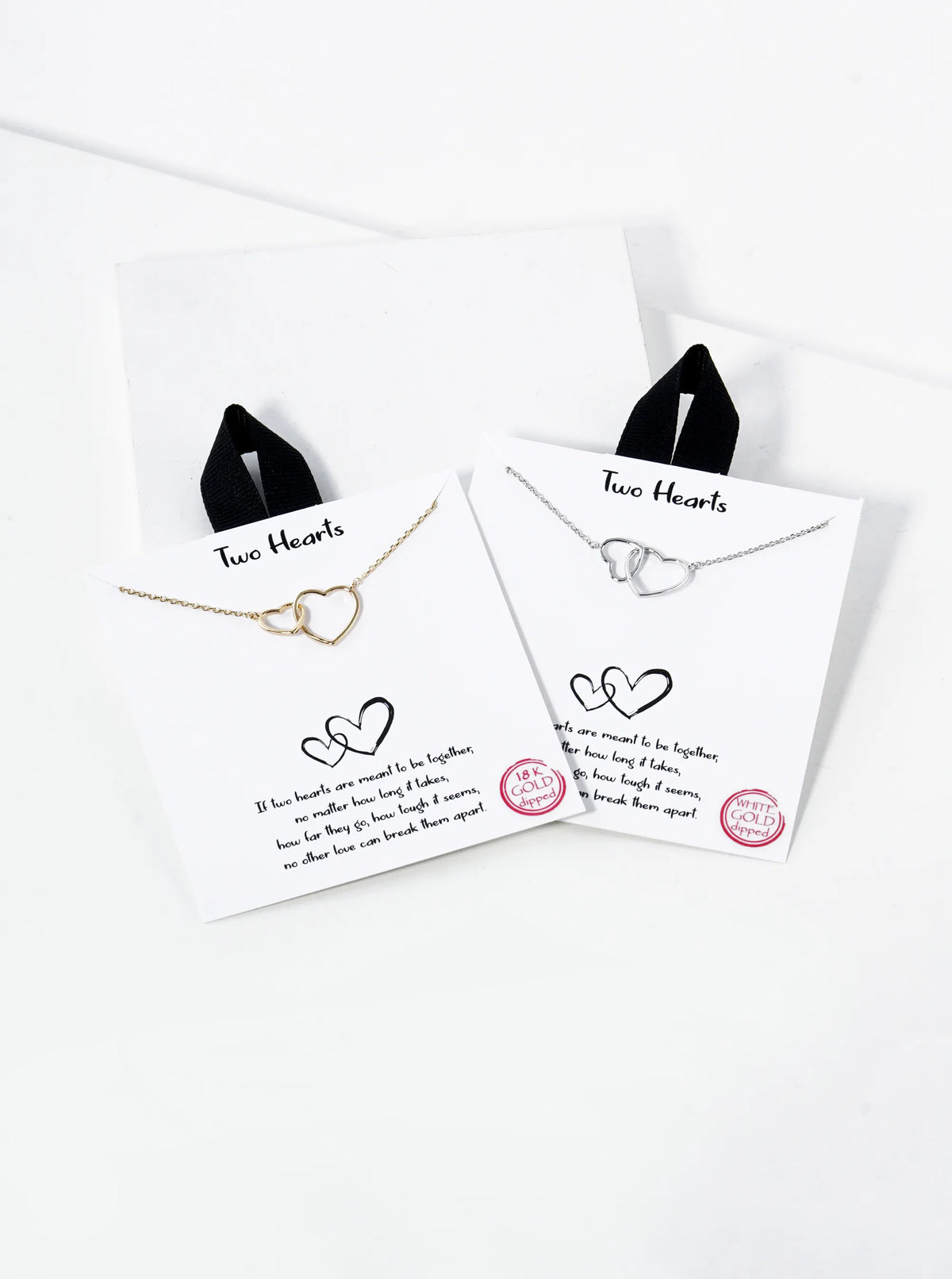 White Gold Dipped Heart Linked Pendant Delicate Necklace