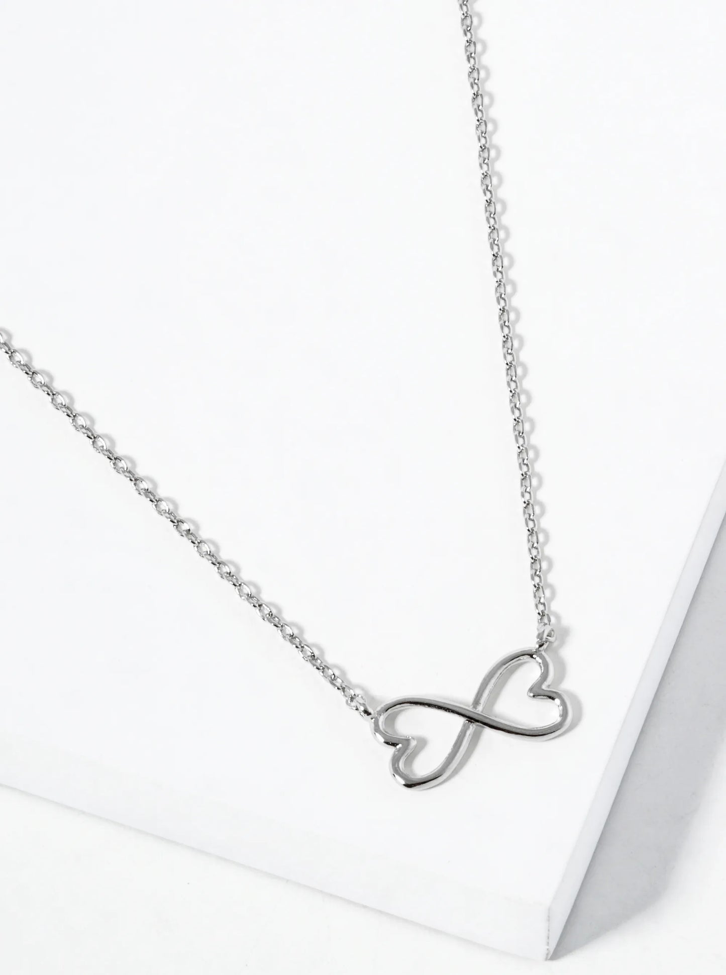 White Gold Dipped Infinity Heart Pendant Necklace