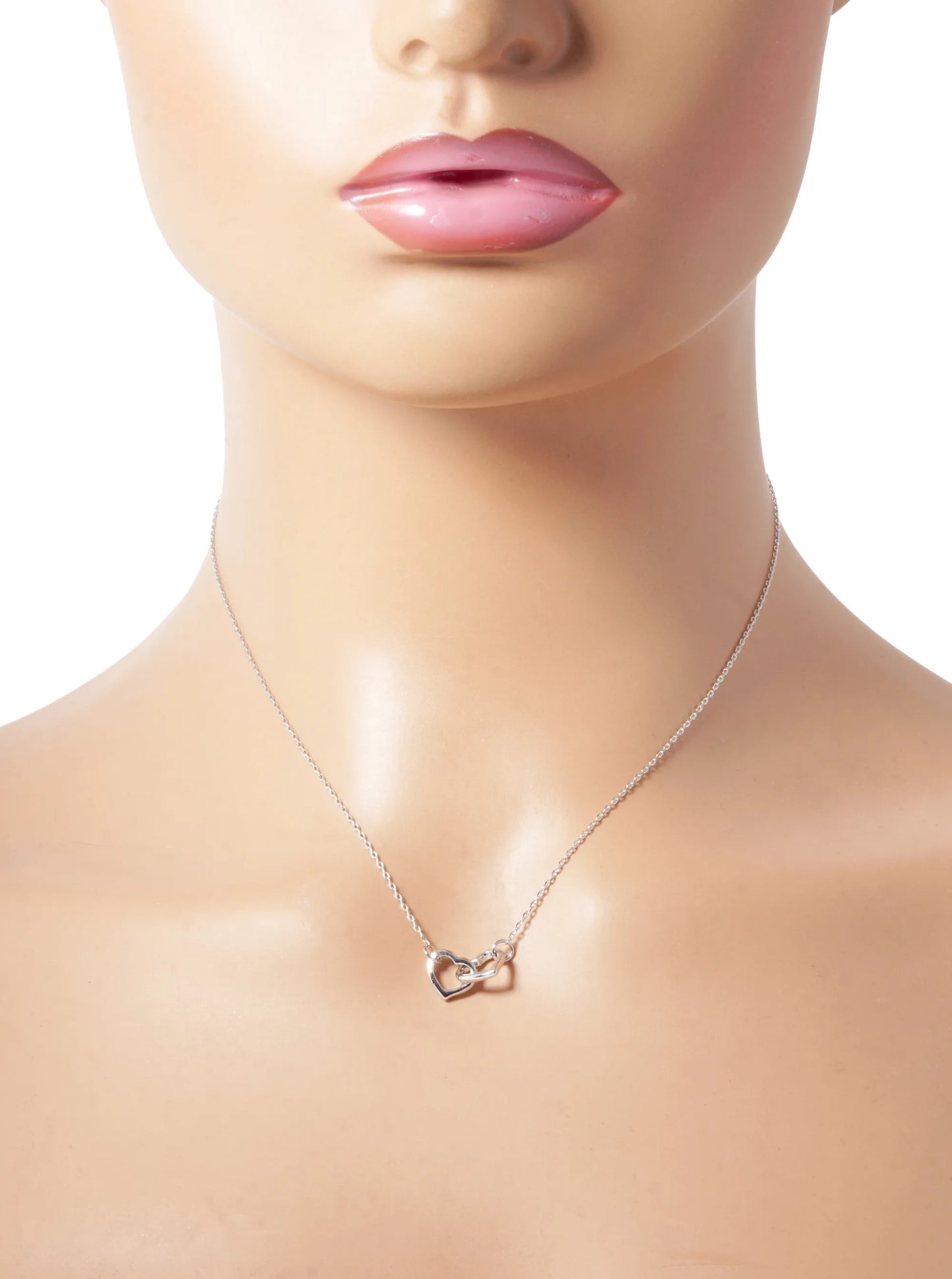 White Gold Dipped Interlocking Heart Pendant Necklace