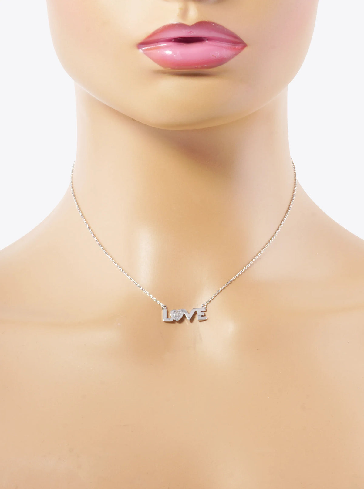 White Gold Dipped LOVE Pendant Necklace