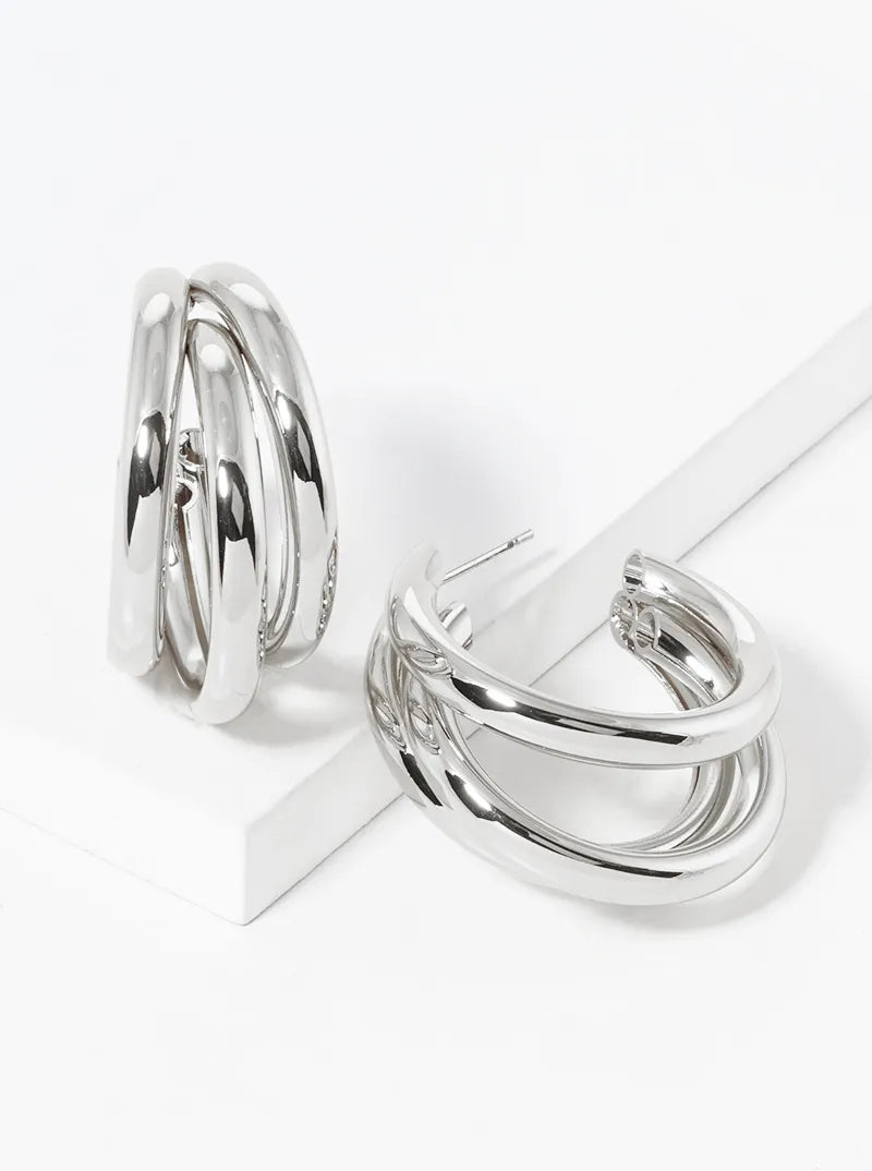 14K Gold Dipped Layered 25mm Open Hoop Earrings