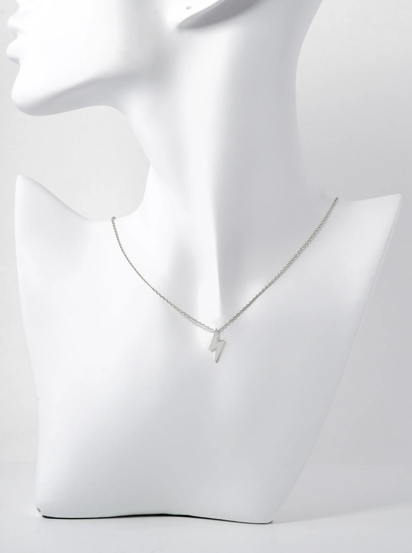 White Gold Dipped Lightning Pendant Delicate Necklace