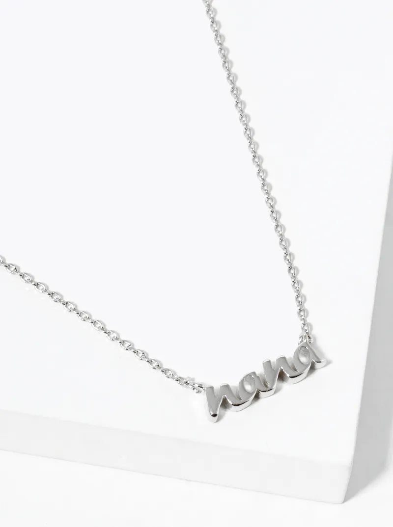 White Gold Dipped Nana Pendant Delicate Necklace