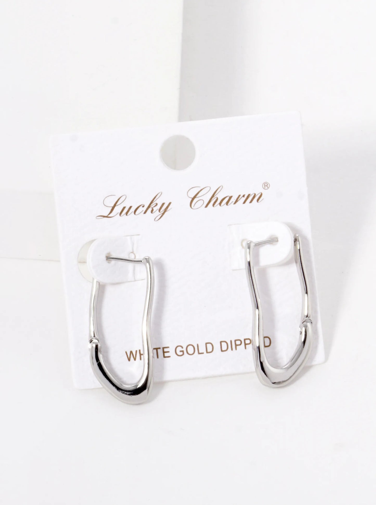 White Gold Dipped Organic Shape 28mm Hoop Earrings