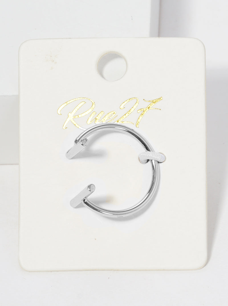 White Gold Dipped Parallel Bar Adjustable Cuff Ring