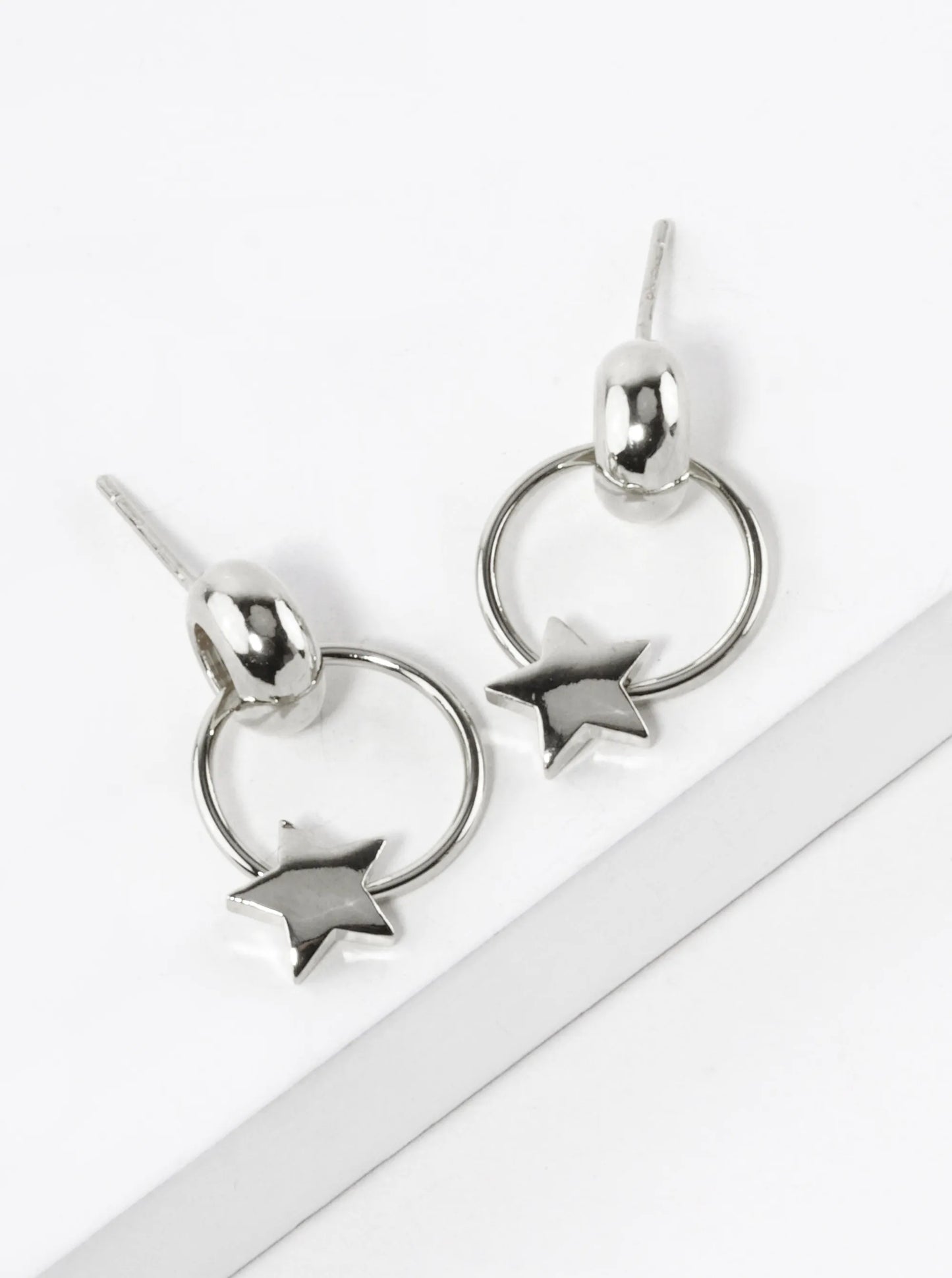 White Gold Dipped Star Door Knocker Post Earrings
