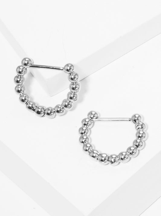 White Gold Dipped 10mm Ball Shape Hoop Earrings