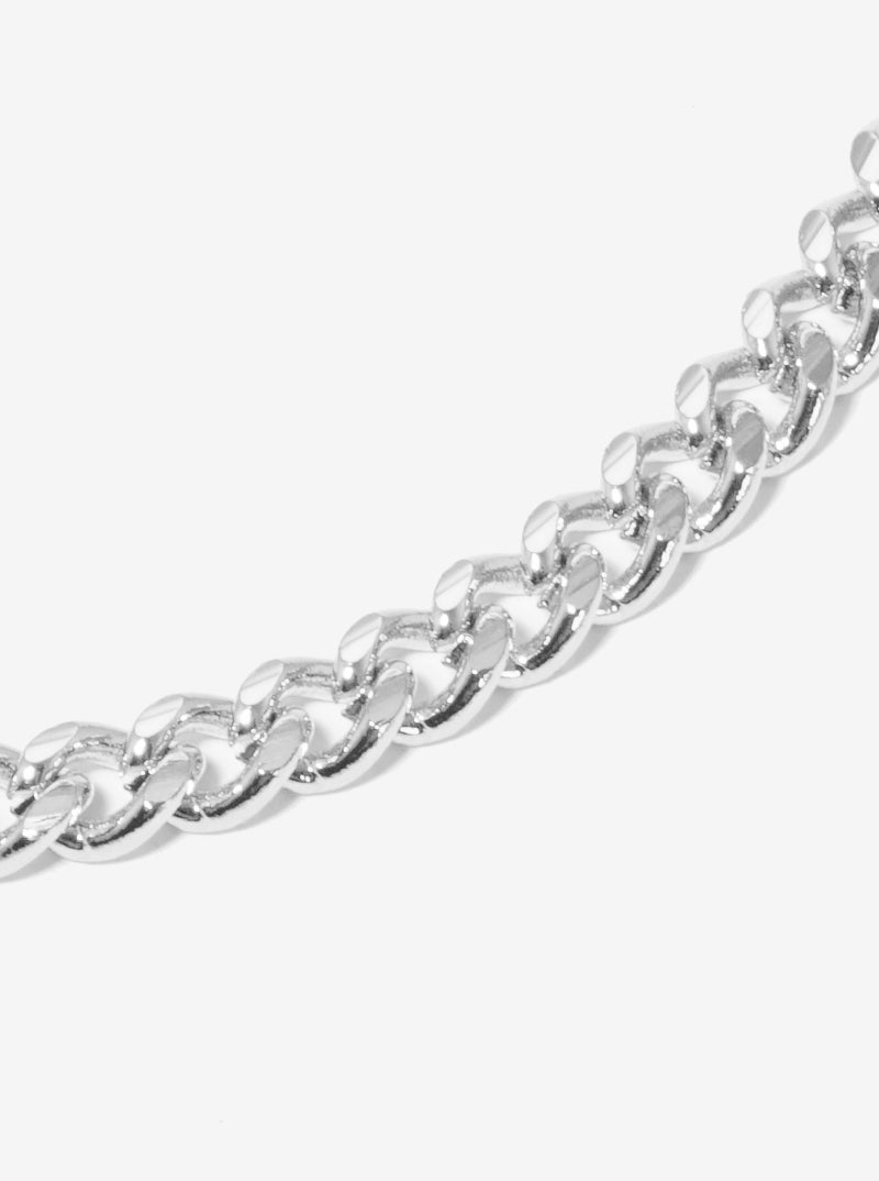 White Gold Dipped 3mm Curb Chain Necklace