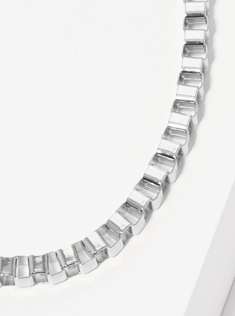 White Gold Dipped 5mm Box Chain Necklace