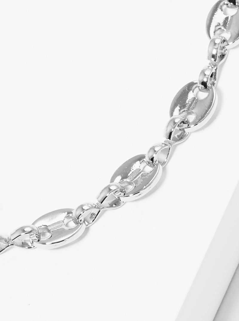 White Gold Dipped 5mm Coffee Bean Chain Necklace