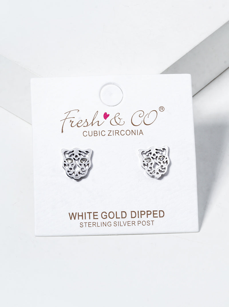 18k Gold Dipped Delicate CZ Pave Round Post Stud Earrings