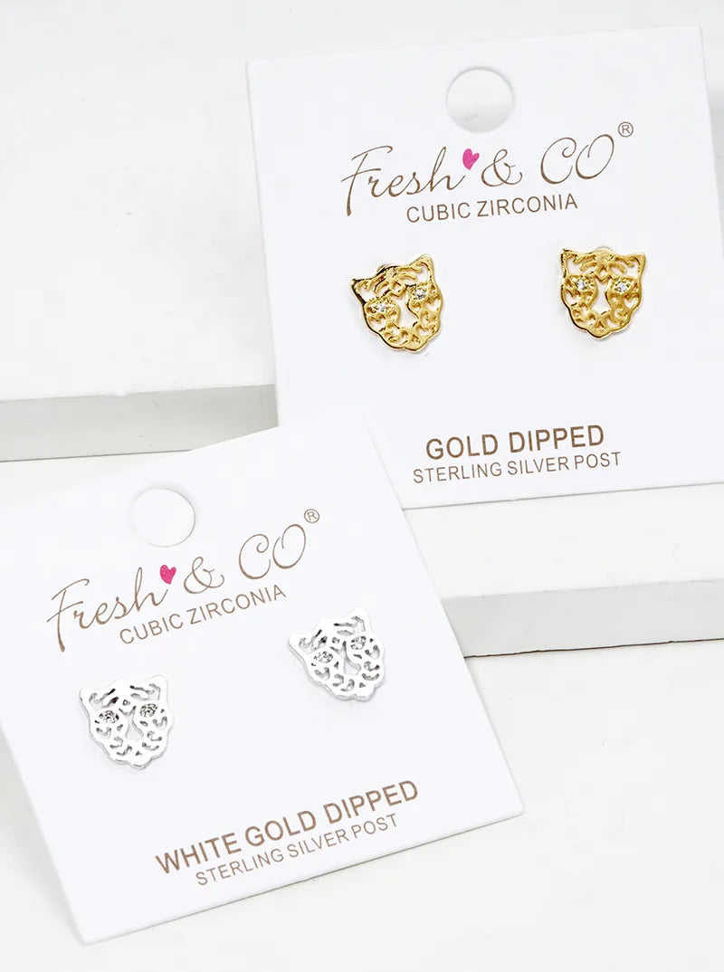 18k Gold Dipped Delicate CZ Pave Round Post Stud Earrings