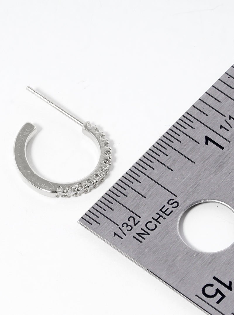 White Gold Dipped CZ Pave 12mm Open Hoop Earrings