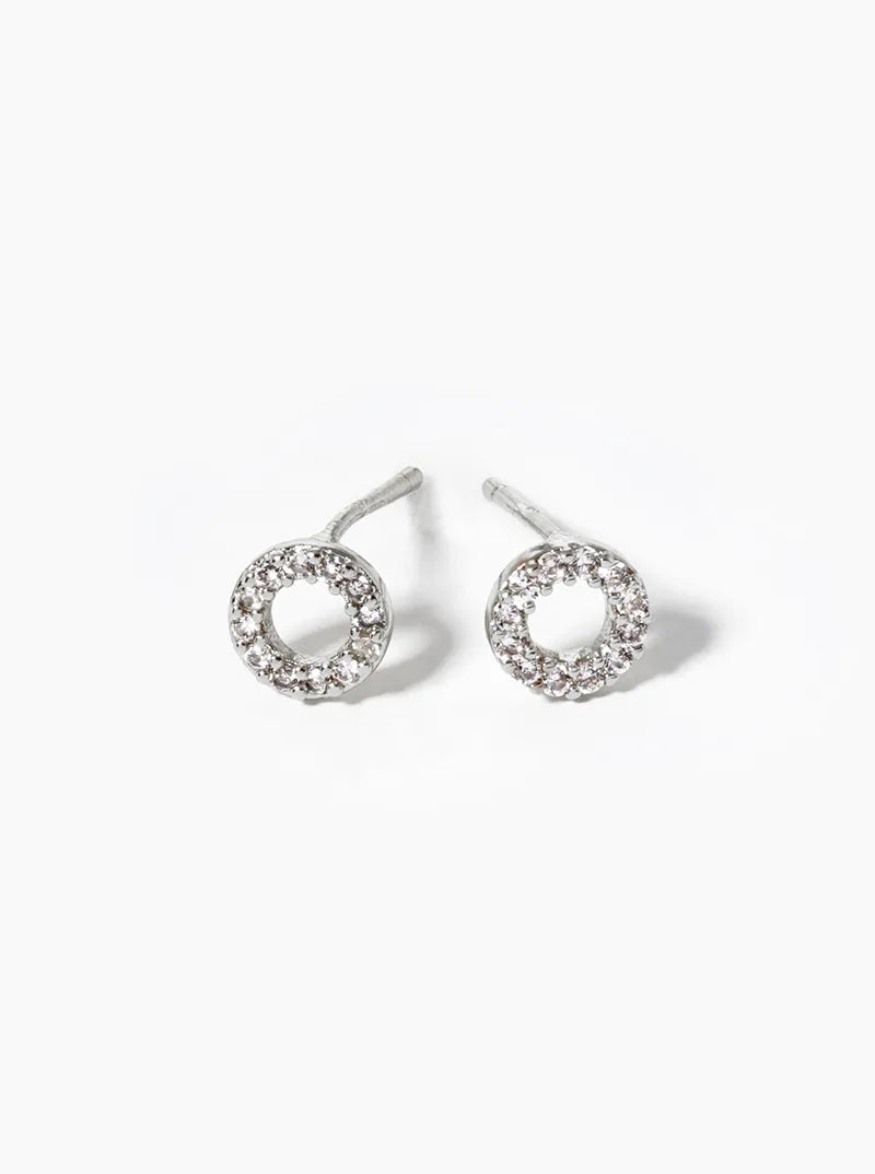18k Gold Dipped CZ Pave 5mm Circle Post Stud Earrings