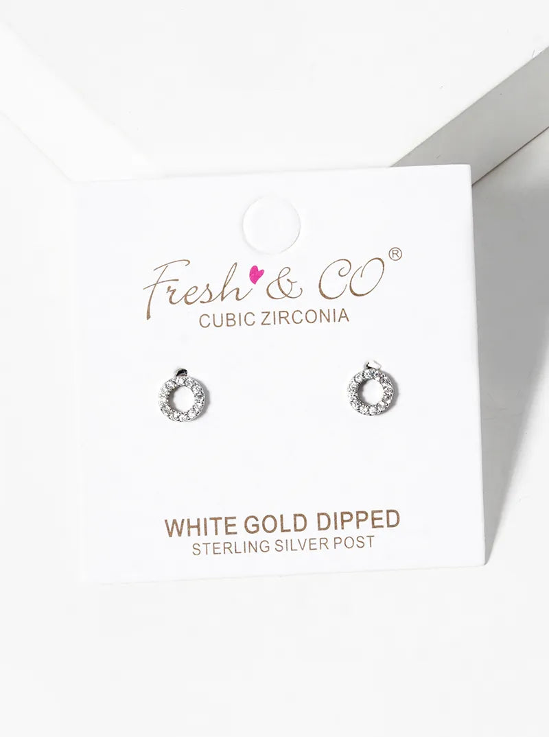 18K Gold Dipped Micro Pave Set Cubic Zirconia 13mm Quatrefoil 925 Sterling Silver Post Stud Earrings