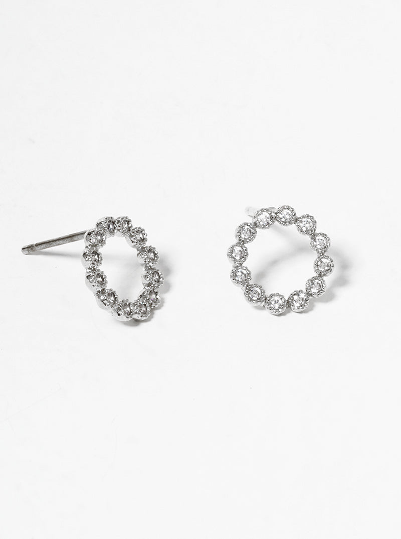 18K Gold Dipped Symmetrical CZ Pave Dainty High Heel Stud Earrings
